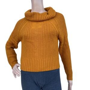 Full Circle Trends Women Rust Rib Knit Cowl Neck Cropped Pullover Sweater M